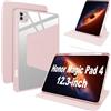 Lemxiee Cover per Honor Magic Pad 4 12.3 Case per supporto rotante & Slot per penna Custodia in pelle PU + Acrilico trasparente