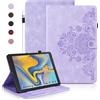 Auslbin Custodia per Samsung Galaxy Tab A 10.5 2018, Cover Protettive Retrò Tab SM-T590/T595 in Tinta Unita in Rilievo, Design con Fibbia Magnetica, Funzione Supporto, Viola