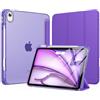 MoKo Cover per iPad Air 11 Pollici (M4/M3/M2) 2026/2025/2024 con Portapenna | Cover per iPad Air 5a/4a Gen 10,9 2022/2020, Custodia iPad Air Trifold Leggera con Retro PC Rigido Traslucido, Viola Intenso