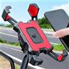 Generic Supporto per telefono da bici e moto, con 4 ganci, supporto per manubrio antivibrazione per smartphone