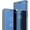 Yoursea per iPhone X/XS Custodia, Specchio Case Clear View Standing Cover Trasparente Copertura Supporto Shell Flip Custodia Case Cover per iPhone X/XS, Blu