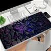 Generic Tappetino per mouse extra large futuristico nero con vivaci linee fluo base in gomma e cuciture di precisione sui bordi, resistente tappetino da scrivania per giochi e ufficio