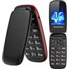 Ufferson T341 4G Telefono Cellulare per Anziani, Flip Telefoni Cellulari Tasti Grandi, Volume alto, Funzione SOS, 1.77 Display, Chiamata Rapida, Torcia, 1000mAh Batteria, Senza Contratto