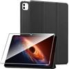 Rojeuinn Cover per Honor Magic Pad 4 12.3 2025 custodie +1 Pezzi Vetro Temperato,Gomma Protezione Protettivo,Ultra Sottile Antiurto Anti-Graffio TPU Flessibile Case -Nero