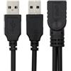 JSER Cavo di prolunga da USB 2.0 femmina a doppio connettore A maschio per alimentazione e dati, per hard disk portatili da 2,5 (20 cm)