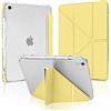 MuyDouxTech MuyDoux Custodia per iPad A16 11 2025/ iPad 10ª Gen 10,9 Pollici 2022 con Portapenna, Supporto Verticale e Orizzontale 5 Angoli Pieghevoli, Cover Retro Trasparente Antiurto, Giallo