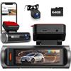 Ohradio Dash Cam WiFi 2 Canali 4K con Schermo 3,19 64GB | WDR 140°, Registrazione Loop, Visione Notturna, Telecamera Posteriore