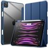 JETech Custodia per iPad Pro 11 4/3/2/1 (2022/2021/2020/2018), Navy | Cover Retro Trasparente Cristallino, Porta Pencil, Supporto Tri-Pieghevole, Antiurto Sottile