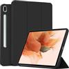 MGUEIAO Cover Compatibile con Samsung Galaxy Tab S7 FE 12.4, Custodia in Pelle PU Ultrasottile con Supporto Trifold, Retro in TPU Morbido, Antiurto - Black
