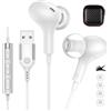 ACANDYA Cuffie USB per Computer, Stereo con Microfono, Auricolari con Filo 2.3m | Headphones Cablato con controller volume e muto,PC Gaming Cuffie con per Mac/Laptop/PS4/PS5/Skype/Teams/Zoom, Bianco