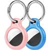 Ainiv Portachiavi per AirTag, 2pz Custodia per AirTag | Localizzatore di Chiavi per AirTag Portatile per Zaini e Animali Domestici,Mini Cover Protettiva-Lago Blu+Rosa Chiaro