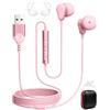 ACOCOBUY Cuffie USB PC Cablate Auricolari Cablati Tipo A con Microfono | Cavo 2,3 m PC Cuffie Stereo HiFi con funzione muta anti rumore in-ear Auricolari gamer per Dell/per hp Laptop rosa