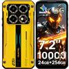 OUKITEL WP60 7.2 Rugged Smartphone 5G, 24GB+256GB Rugged Phone | 10000mAh Telefono Indistruttibile, 108MP+32MP Cellulari Cantiere, MTK Dimensity 7025, 5G Dual SIM/Face ID/NFC, Giallo