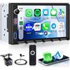 Rimoody Autoradio 2 Din 7 Pollici IPS Touchscreen, 2 Din Autoradio con Carplay Wireless & Cablato, Android Auto, Mirror Link, Y0u-Tube, Bluetooth, FM Radio, EQ Comandi al Volante Telecamera Posteriore