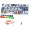 ATTACK SHARK K86 Tastiera Gaming Meccanica Wireless, QWERTY-Blu pro | Display a Colori TFT HD da 1,2'' e CNC Knob, 2.4G/BT5.0/USB-C Cablata, 75% Layout TKL 87 Tasti, Hot-swap, 27 RGB Backlit