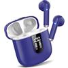 Jesebang Cuffie Bluetooth, Auricolari 5.4 con Stereo HiFi Immersivo, Auricolare | 4 HD Mic, Mini Cuffiette Bluetooth IP7 Impermeabili, Jesebang Cuffie Senza Fili per iphone/samsung,LED,30 Ore,Blu Navy (2026)