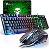 LexonElec - Set di tastiera con layout inglese e mouse da gioco T6 cablato, con retroilluminazione a LED, colore: nero