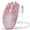 Greshare Mouse da gioco, mouse ottico retroilluminato a 7 colori, ergonomico, con cavo USB, con 1600 DPI e 6 pulsanti, 4 riprese per computer/Win/Mac/Linux/Andriod/iOS. (bianco e rosa)