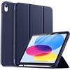 drivego Custodia per Cover iPad A16 11 Generazione 11 Pollici 2025/iPad 10 Generazione 10,9 Pollici 2022 con Portamatite, Touch ID Accessibile, Auto Sveglia/Sonno, TPU Cover, Blu Marino