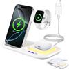 HYOJCWU 5 in 1 Caricatore Wireless Compatibile con iPhone 17/16/15/14/13/12/11/X/8 Pro Max/Plus, Apple Watch Ultra 3/11/10/9/8/7/6/SE 3, Portatile Induttiva Wireless Charger, per AirPods Pro 3 2