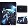 CASAFUNY Custodia per iPad 9.7 2018 6a Generazione/2017 iPad 5a Generazione,iPad Air 2 / iPad Air 1 Custodia Protettiva Magnetica Cover con TPU Copertura, Lupo al chiaro di luna