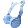 Joso Cuffie Bluetooth per Bambini, cablato/Senza-Fili Cuffie Over-Ear con microfono/illuminazione LED, Limitatore audio a 85 dB, Cuffie On-Ear pieghevoli per scuola/scrivania/PC/Kindle (blu)