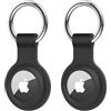 HAUXGOGO Custodia per Air Tag con portachiavi [2 pezzi], custodia protettiva per Ap-ple Air Tag Tracker Accessori per GPS Tracker, morbida slicone, ultra leggera, lavabile, antigraffio, Nera