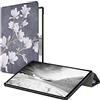 kwmobile Custodia compatibile con Samsung Galaxy Tab S7 Plus/Tab S7 FE - Smart Cover per Tablet in pelle PU - Copertina ultra sottile con Stand - Magnolie marrone grigio/bianco/grigio scuro