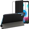 ebestStar - Cover per Realme Pad mini 8.7 (2022), Custodia Protezione Flip Magnetica, Slim Case Sottile Pelle PU, Nero + Vetro Temperato