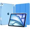 MoKo Cover per iPad Air 13 Pollici Case (M4/M3/M2) con Portapenna | Cover per iPad Air 13 2026/2025/2024, Trifold Sottile Leggera Custodia con Retro in PC Rigido Traslucido, Onda Blu