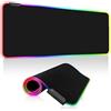 KEWUZY Tappetino per mouse da gaming, RGB, 800 x 300 mm, XXL per gaming, 14 modalità di illuminazione, 7 LED, impermeabile, antiscivolo, per tastiera, computer, PC, giocatore, scrivania, nero