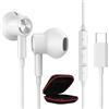 ACOCOBUY Auricolari USB C Cuffie per Samsung A17/A16/A56/A36/S26/S25/S24 | HiFi Stereo Magnetico Auricolare USB Tipo C Auricolare con Microfono per iPhone Duo 18 Pro 17e 16e 15 per Pixel 10a 11 bianco