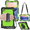 TECHGEAR UTILITY - Custodia per Samsung Galaxy Tab A9 da 8,7 (SM-X110 / SM-X115), resistente, antiurto, con supporto girevole a 360°, cinturino da polso e tracolla, colore: verde