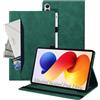 Auslbin Cover Compatibile con Xiaomi Redmi Pad 2 Pro 12,1 2025 Custodia di Tablet in Pelle PU in Stile Classico Anti-Fall Case di Scheda Protettiva con Slot per Carte, Verde