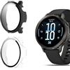 QULLOO Cover per Garmin Venu 4 41mm,PC Protettiva Custodia in Utrasottile Schermo per Garmin Venu 4 41mm (Nero + Trasparente),Ultra Sottile Case Anti Graffio