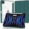4UBonLife Custodia per iPad Pro 11 pollici 2022/2021/2020/2018 (4a/3a/2a/1a Generazione) con Portapenne, Cover Retro Rigido Chiaro Trasparente, Smart Case Antiurto Anti-Ingiallimento, Verde Notte