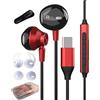 Hoyromany Cuffie USB C, Auricolari USB C In Ear con Microfono e Controllo del Volume, Cuffie Type C Auricolari per Samsung Galaxy S22 Ultra S21 S20 FE, Huawei P40 P30 Pro, Google Pixel (Rosso)