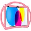 TopEsct Custodia per bambini per iPad (A16) 11a generazione 11 2025, iPad 10a generazione 11 2022, cavalletto integrato, custodia antiurto in silicone viene fornita con cinturino (rosa)