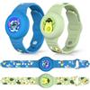 Générique 2 braccialetti per bambini impermeabili per AirTag, Carino Carino Animato Regolabile Nascosto per Apple Air Tag HolderCustodia in Silicone Morbido Anti-Perdita GPS Tracker Strap per tutti(blu, verde)