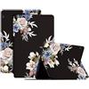 Generico DayQiQiPu Caso per Huawei MediaPad T5 10,1 Pollici AGS2-W09/AGS2-W19/AGS2-L03/AGS2-L09 Custodia per Tablet Ultrasottile con Motivo di Serie di Fiori in Pelle PU Flip Custodia protettiva-02