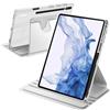A-BEAUTY Custodia Rotante Compatibile con Samsung Galaxy Tab S8 Plus 2022 / S7 FE 2021 / S7 Plus 2020 12.4 Pollici, Antiurto Trasparente Cover, Auto Svegliati/Sonno, Argento