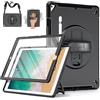 Miesherk Custodia Case per iPad Pro 12.9 2a/1a Generazione 2017/2015: Robusta Protettiva Antiurto Militare per iPad Pro 12.9 Pollici-Portapenne-Supporto Rotante-Tracolla da Mano/Tracolla-Nero