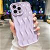 Generic Custodia per telefono con cornice ondulata riccia progettata per iPhone 15 Pro Max, graziosa custodia posteriore lucida in morbido TPU sottile per donne e ragazze, viola chiaro