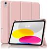 MoKo Custodia Sottile per iPad A16 11, iPad 11a/10a Gen, Oro Rosa | Con Soporte de Lápiz, Per iPad 2025/2022 Modello, Cubierta Trasera Rígida de PC, Trifold, Auto Sveglia/Sonno