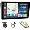 Hikity Autoradio Android 15 9 per Peugeot 407 2004-2008 Wireless CarPlay | 4+64GB. Schermo Incell. Android Auto, BT, GPS, WiFi, FM/RDS, Retrocamera, MIC