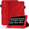 Vkooer Custodia universale per tablet da 10 pollici, in pelle di alta qualità, per tablet da 9,7, 10,1, 10,3, 10,4, 10,5, colore: rosso