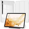 EspZanthic Custodia per Samsung Galaxy Tab S8 2022/S7 2020 11 Pollici con S Pen Holder, Chiaro Trasparente Retro Conchiglia Sottile Antiurto Tablet Cover, Auto Sveglia/Sonno, Argento