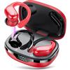 CASCHO Cuffie Bluetooth, Sport Auricolari Bluetooth 5.3 con Gancio per Orecchio, 60H con Indicatore LED per Cassa di Ricarica, Chiamata ENC HD, Vestibilità Comoda, Impermeabile IPX7(Rosso).