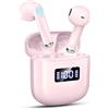 GCBIG Cuffie Bluetooth 5.3, Auricolari Bluetooth con 4 HD Microfono, Cuffie Wireless In Ear HiFi Stereo, Cuffiette Bluetooth con Display LED, Controllo Touch, IP7 Impermeabile, Mini Cuffie Senza Fili rosa