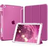 MoKo Cover per iPad 9a/8a/7a Generazione 10,2 Pollici con Portapenna | Custodia per iPad 10,2 2021/2020/2019, Trifold Sottile Leggera Cover con Retro PC Rigido Traslucido, Fucsia